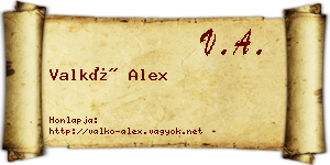 Valkó Alex névjegykártya